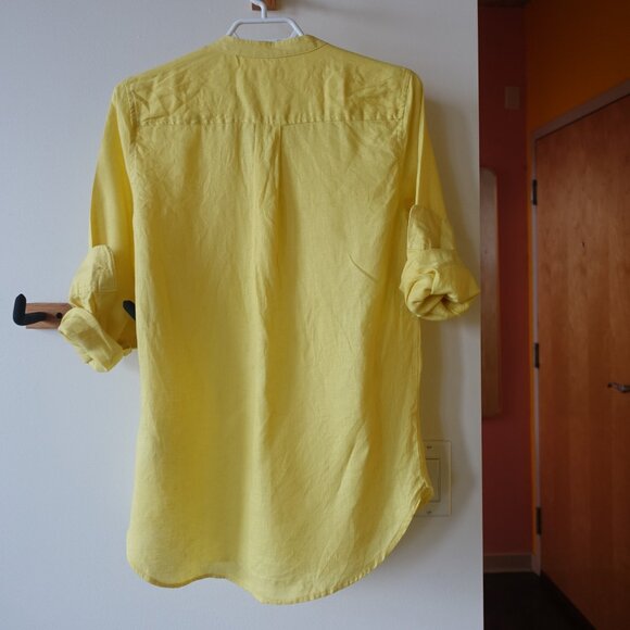 Gap yellow linen popover shirt XS 0 2 - Picture 2 of 9